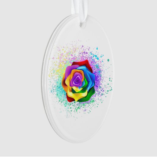 Roos voor kleurrijke regenboog ornament (voorkant)