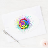 Roos voor kleurrijke regenboog ovale sticker (Envelop)