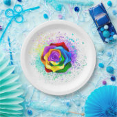 Roos voor kleurrijke regenboog papieren bordje (Feest)