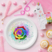 Roos voor kleurrijke regenboog papieren bordje (Feest)