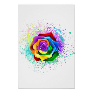 Roos voor kleurrijke regenboog perfect poster