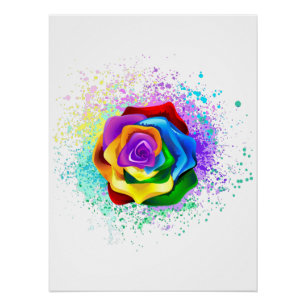 Roos voor kleurrijke regenboog perfect poster