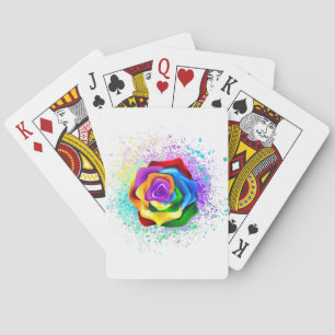 Roos voor kleurrijke regenboog pokerkaarten