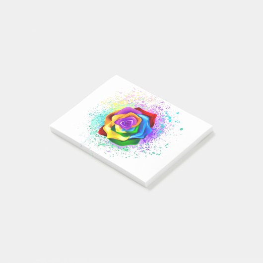 Roos voor kleurrijke regenboog post-it® notes (Schuin)