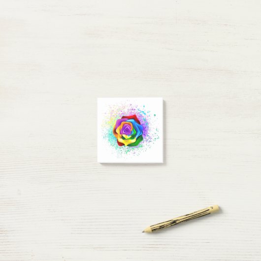 Roos voor kleurrijke regenboog post-it® notes (Op bureau)