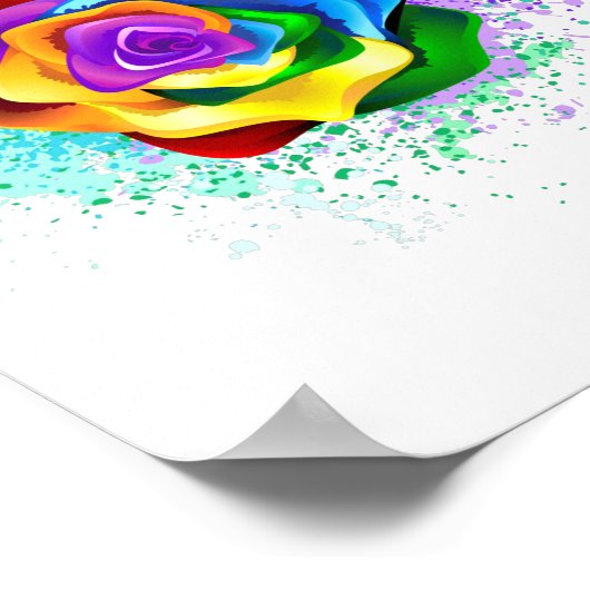 Roos voor kleurrijke regenboog poster (Hoek)