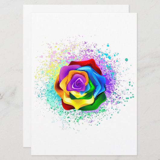 Roos voor kleurrijke regenboog programmakaart (Voorkant / Achterkant)