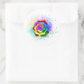 Roos voor kleurrijke regenboog ronde sticker (Tas)