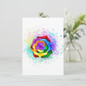 Roos voor kleurrijke regenboog save the date (Staand voorkant)