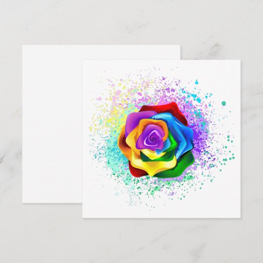 Roos voor kleurrijke regenboog save the date (Voorkant / Achterkant)