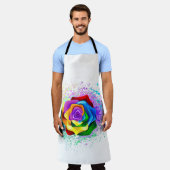 Roos voor kleurrijke regenboog schort (Gedragen)