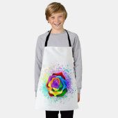 Roos voor kleurrijke regenboog schort (Gedragen)