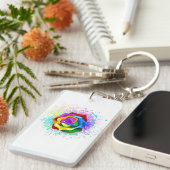 Roos voor kleurrijke regenboog sleutelhanger (Voorkant Rechts)