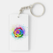 Roos voor kleurrijke regenboog sleutelhanger (achterkant)