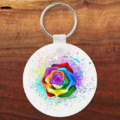 Roos voor kleurrijke regenboog sleutelhanger (Voorkant)