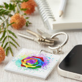 Roos voor kleurrijke regenboog sleutelhanger (Voorkant Rechts)