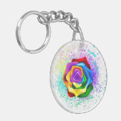 Roos voor kleurrijke regenboog sleutelhanger (Voorkant Links)