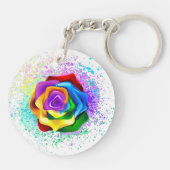 Roos voor kleurrijke regenboog sleutelhanger (Achterkant)