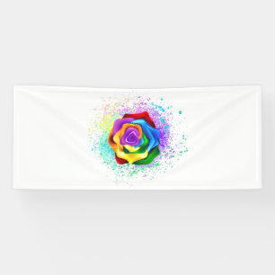 Roos voor kleurrijke regenboog spandoek