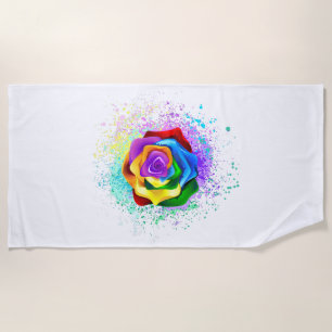 Roos voor kleurrijke regenboog strandlaken