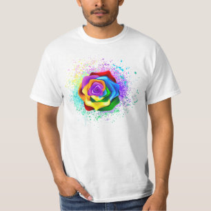 Roos voor kleurrijke regenboog t-shirt