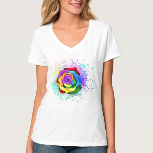 Roos voor kleurrijke regenboog t-shirt (Voorkant)