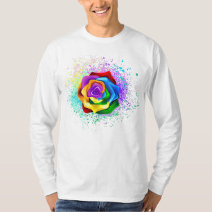 Roos voor kleurrijke regenboog t-shirt