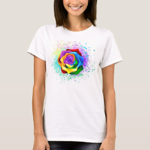 Roos voor kleurrijke regenboog t-shirt