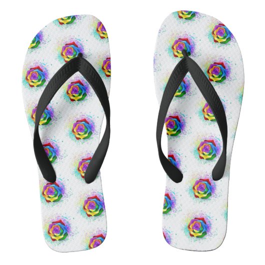 Roos voor kleurrijke regenboog teenslippers (Voetbed)