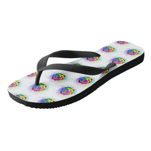 Roos voor kleurrijke regenboog teenslippers (Schuin)