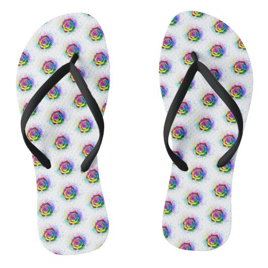 Roos voor kleurrijke regenboog teenslippers (Voetbed)