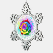 Roos voor kleurrijke regenboog tin sneeuwvlok ornament (Rechts)