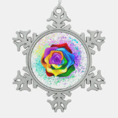 Roos voor kleurrijke regenboog tin sneeuwvlok ornament (Voorkant)