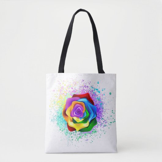 Roos voor kleurrijke regenboog tote bag (Voorkant)
