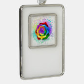 Roos voor kleurrijke regenboog verzilverd omlijst ornament (Rechts)