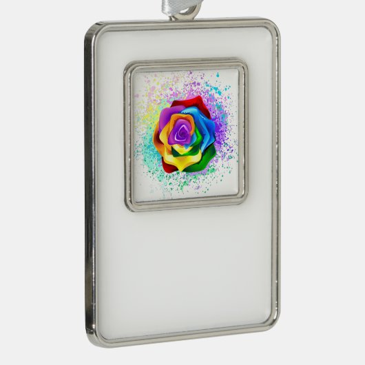 Roos voor kleurrijke regenboog verzilverd omlijst ornament (Rechts)