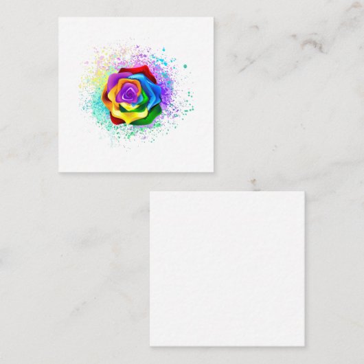 Roos voor kleurrijke regenboog vierkante visitekaartje (Voorkant / Achterkant)