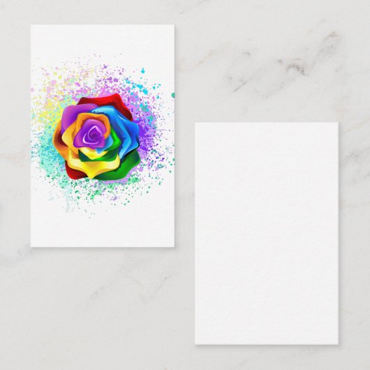Roos voor kleurrijke regenboog visitekaartje (Voorkant / Achterkant)