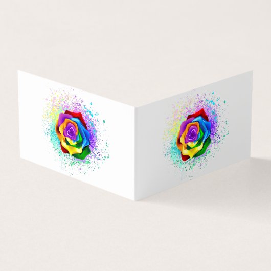 Roos voor kleurrijke regenboog visitekaartje (Buitenkant)