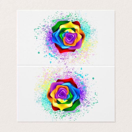 Roos voor kleurrijke regenboog visitekaartje (Buitenkant ongevouwen)