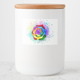 Roos voor kleurrijke regenboog voedselcontainer etiket