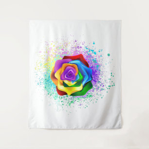 Roos voor kleurrijke regenboog wandkleed
