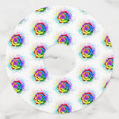 Roos voor kleurrijke regenboog wijnglaslabel (Voorkant)