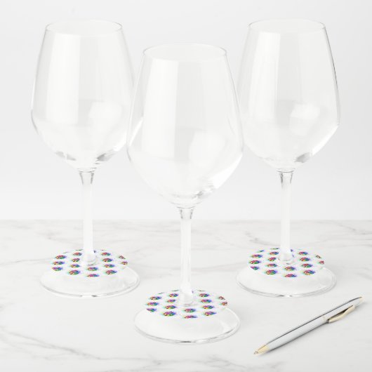 Roos voor kleurrijke regenboog wijnglaslabel (Set)