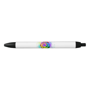Roos voor kleurrijke regenboog zwarte inkt pen