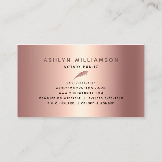 Roos voor notionele leningagent Gold Glitter Scrip Visitekaartje (Achterkant)