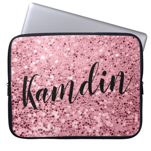 Roos voor persoonlijk Hoesje laptop Gold Glitter Sleeve (Voorkant)