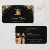 Roos voor professionele reiniging Gold Glitter Bus Visitekaartje (Voorkant / Achterkant)