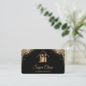 Roos voor professionele reiniging Gold Glitter Bus Visitekaartje (Staand voorkant)