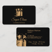 Roos voor professionele reiniging Gold Glitter Bus Visitekaartje (Voorkant / Achterkant)